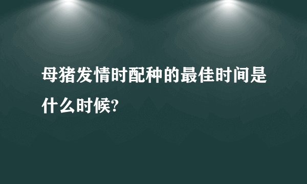 母猪发情时配种的最佳时间是什么时候?