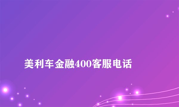 美利车金融400客服电话