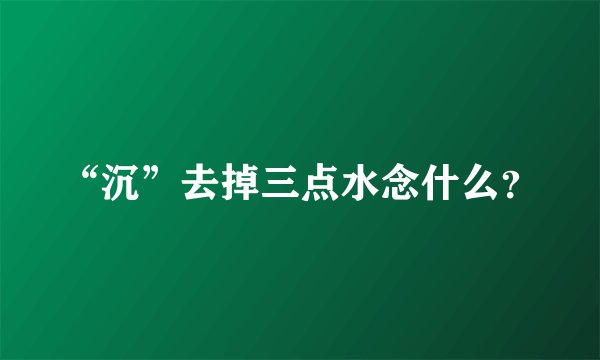 “沉”去掉三点水念什么？
