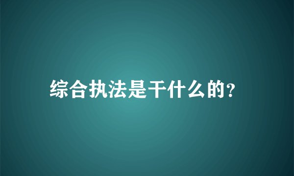 综合执法是干什么的？