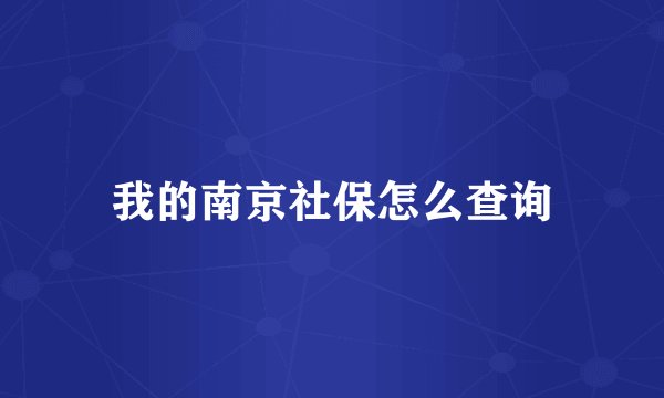 我的南京社保怎么查询
