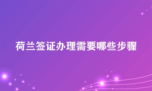 荷兰签证办理需要哪些步骤