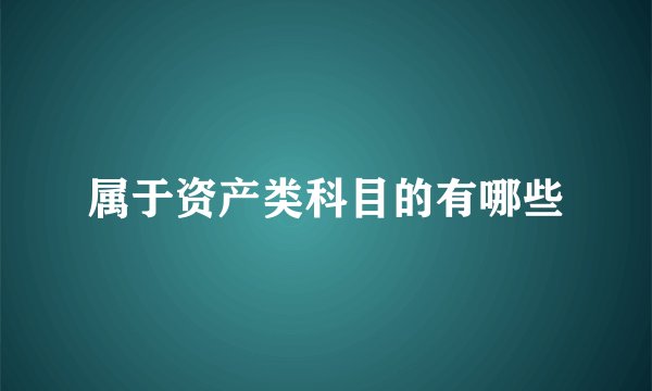 属于资产类科目的有哪些