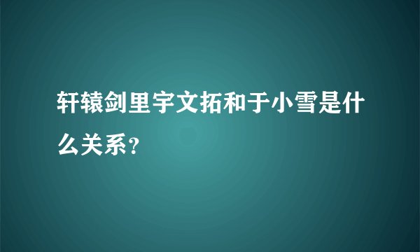 轩辕剑里宇文拓和于小雪是什么关系？