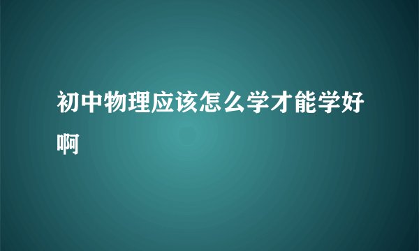 初中物理应该怎么学才能学好啊
