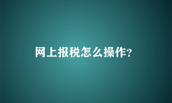 网上报税怎么操作？