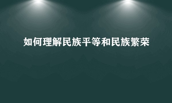 如何理解民族平等和民族繁荣