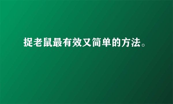 捉老鼠最有效又简单的方法。