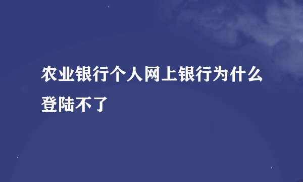 农业银行个人网上银行为什么登陆不了
