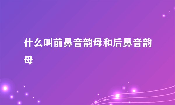 什么叫前鼻音韵母和后鼻音韵母