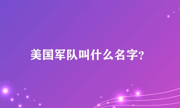 美国军队叫什么名字？