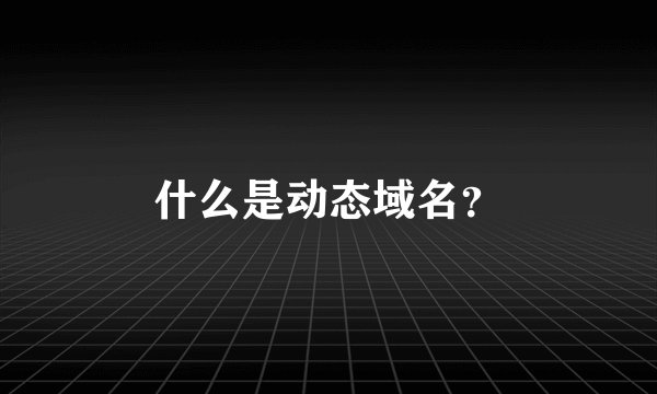 什么是动态域名？