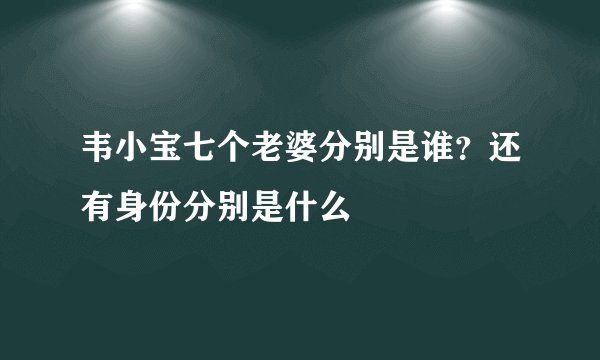 韦小宝七个老婆分别是谁？还有身份分别是什么
