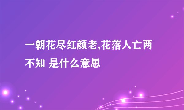 一朝花尽红颜老,花落人亡两不知 是什么意思