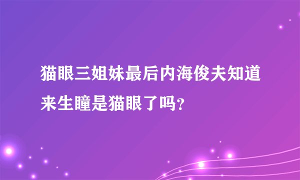 猫眼三姐妹最后内海俊夫知道来生瞳是猫眼了吗？