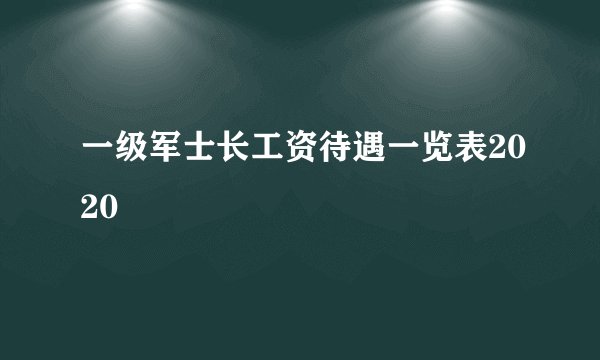 一级军士长工资待遇一览表2020