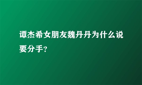 谭杰希女朋友魏丹丹为什么说要分手？