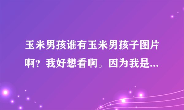 玉米男孩谁有玉米男孩子图片啊？我好想看啊。因为我是刷快手上的。