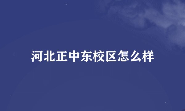 河北正中东校区怎么样