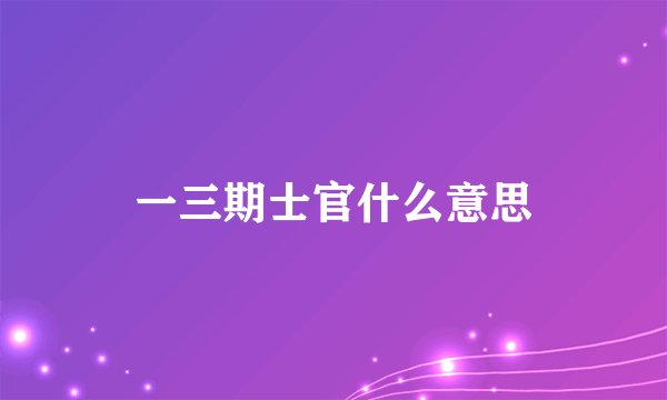 一三期士官什么意思