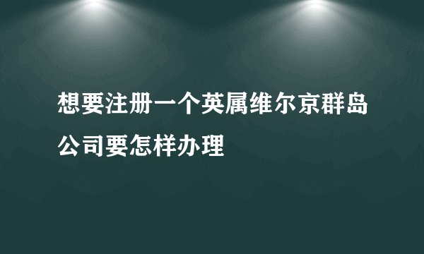 想要注册一个英属维尔京群岛公司要怎样办理