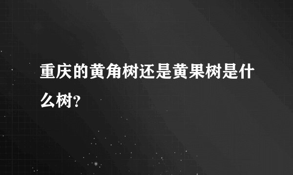 重庆的黄角树还是黄果树是什么树？