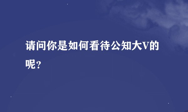 请问你是如何看待公知大V的呢？