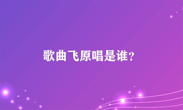 歌曲飞原唱是谁？