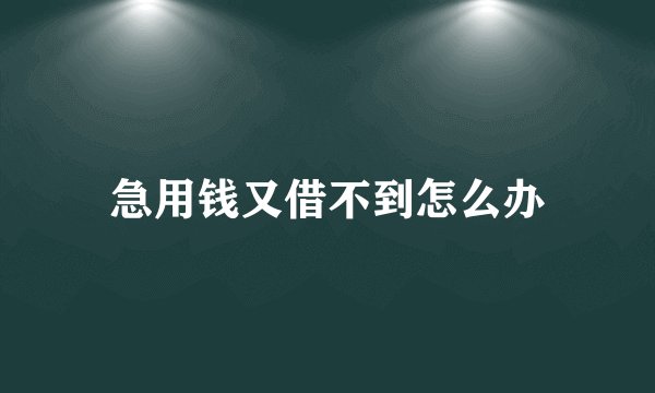急用钱又借不到怎么办