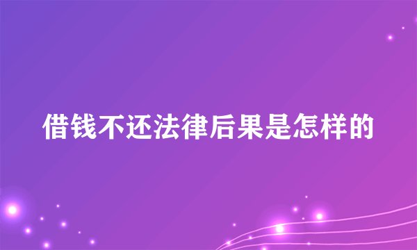 借钱不还法律后果是怎样的