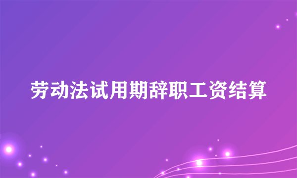 劳动法试用期辞职工资结算