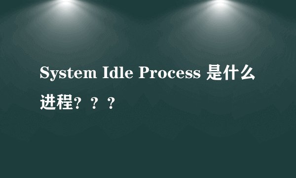 System Idle Process 是什么进程？？？