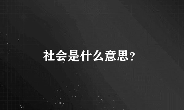 社会是什么意思？