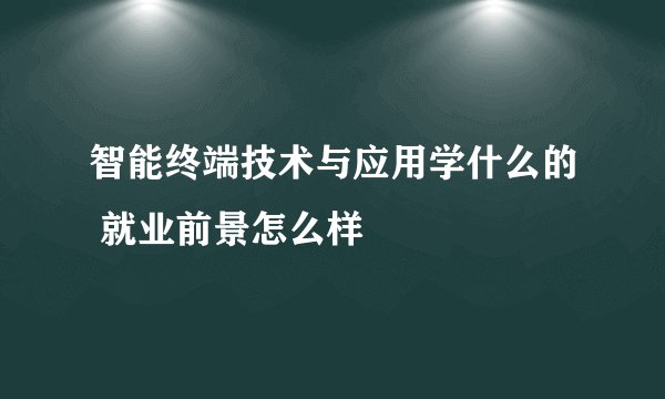 智能终端技术与应用学什么的 就业前景怎么样