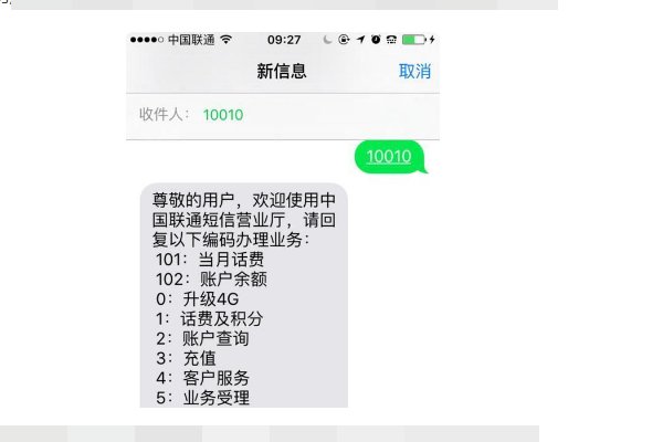 中国联通10010 查询短信