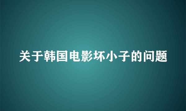 关于韩国电影坏小子的问题