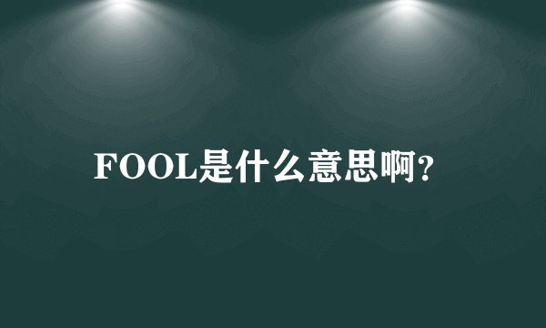 FOOL是什么意思啊？