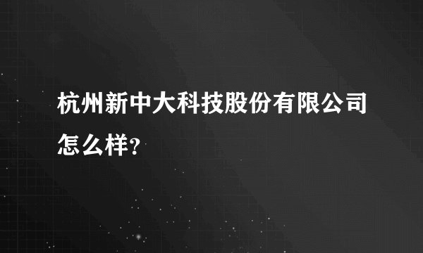 杭州新中大科技股份有限公司怎么样？
