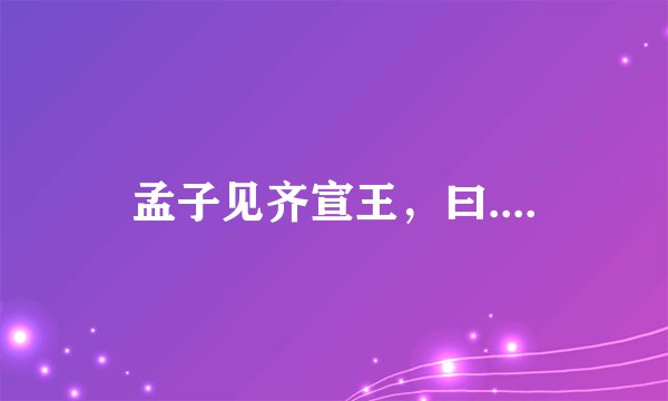孟子见齐宣王，曰....