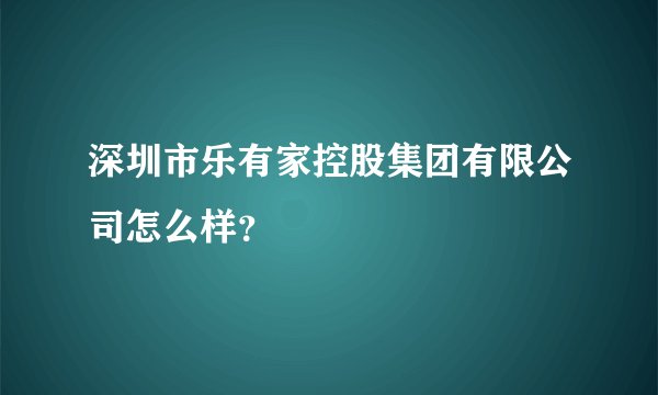 深圳市乐有家控股集团有限公司怎么样？