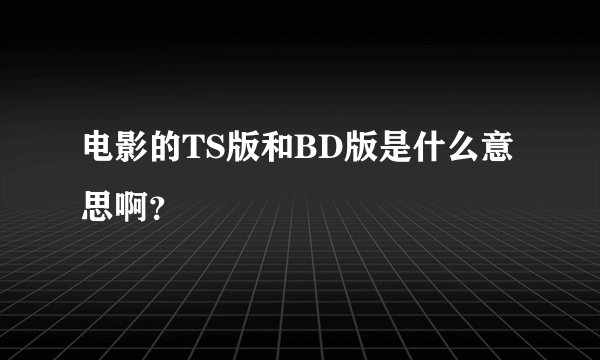 电影的TS版和BD版是什么意思啊？