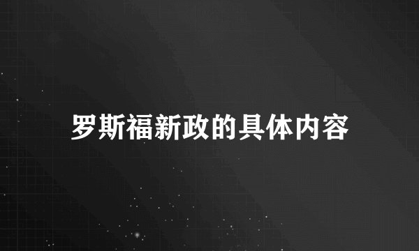 罗斯福新政的具体内容