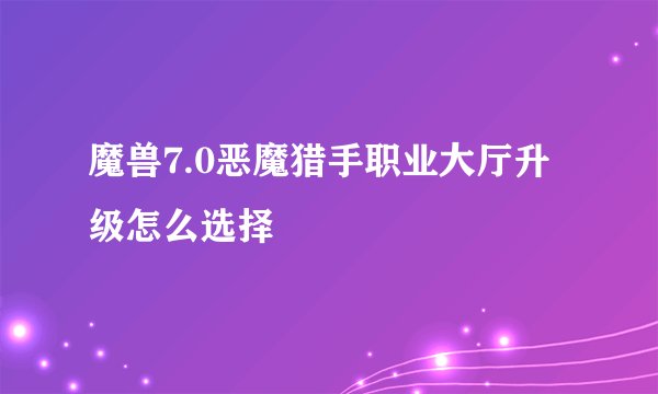 魔兽7.0恶魔猎手职业大厅升级怎么选择