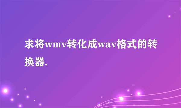 求将wmv转化成wav格式的转换器.