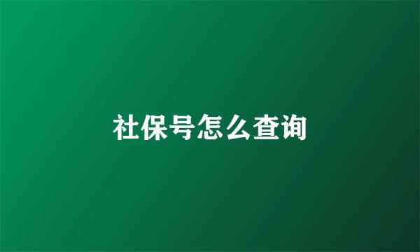社保号怎么查询