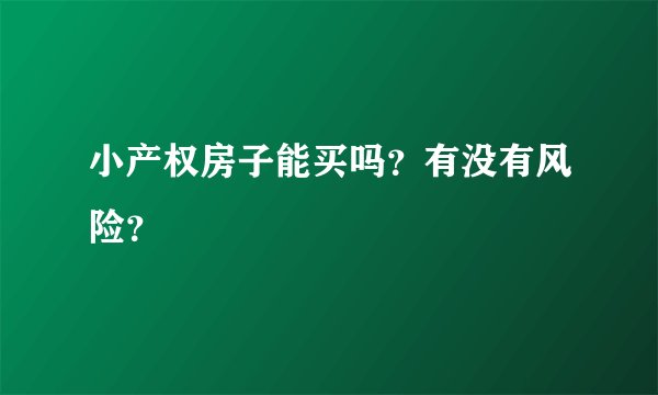 小产权房子能买吗？有没有风险？