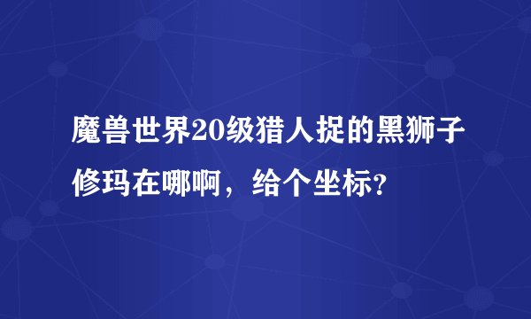 魔兽世界20级猎人捉的黑狮子修玛在哪啊，给个坐标？