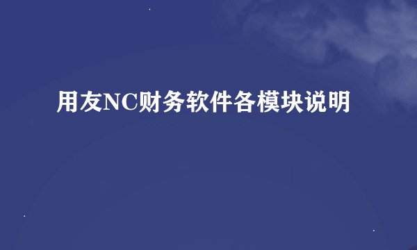 用友NC财务软件各模块说明