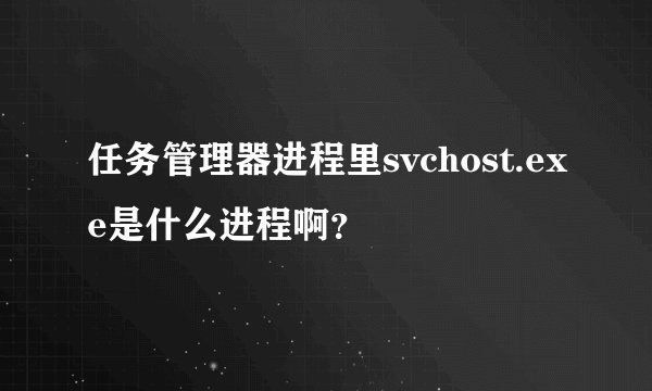 任务管理器进程里svchost.exe是什么进程啊？