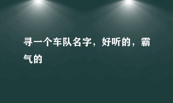 寻一个车队名字，好听的，霸气的